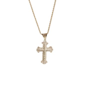 Collana Oro 18kt con Zirconi e pendente Croce pavè