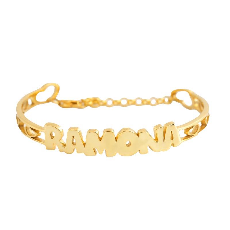 Bracciale Rigido Argento Dorato con Nome