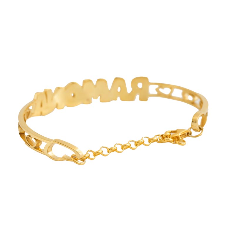 Bracciale Rigido Argento Dorato con Nome