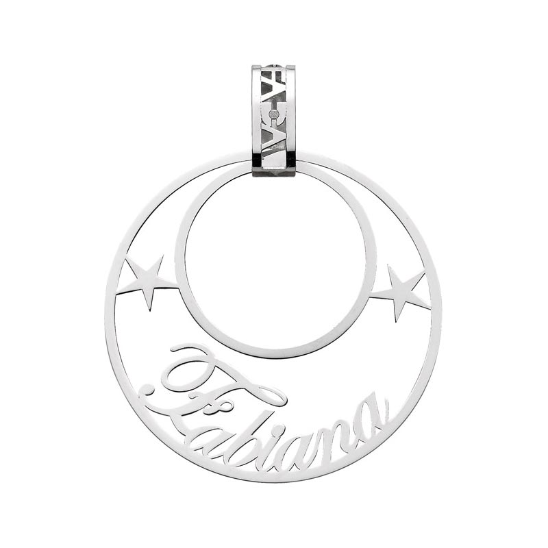 Pendente in Oro 18kt con nome personalizzato e stelle laterali