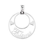 Pendente in Oro 18kt con nome personalizzato e cuori laterali 30mm