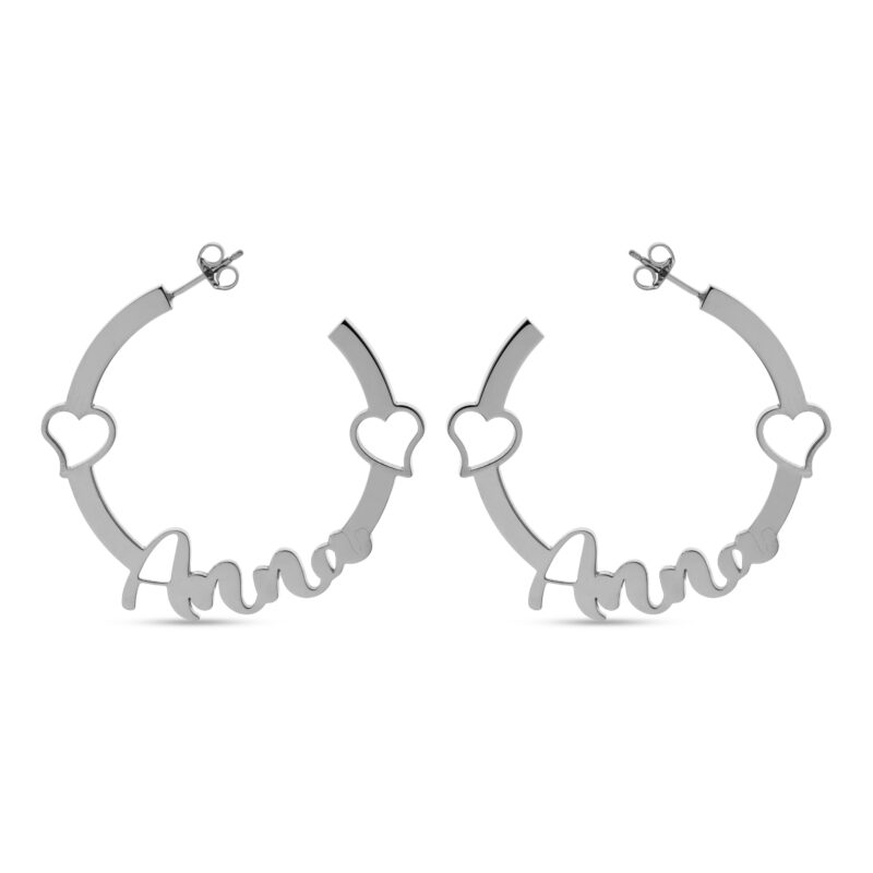 Orecchini Cuori e Nome in Argento 925