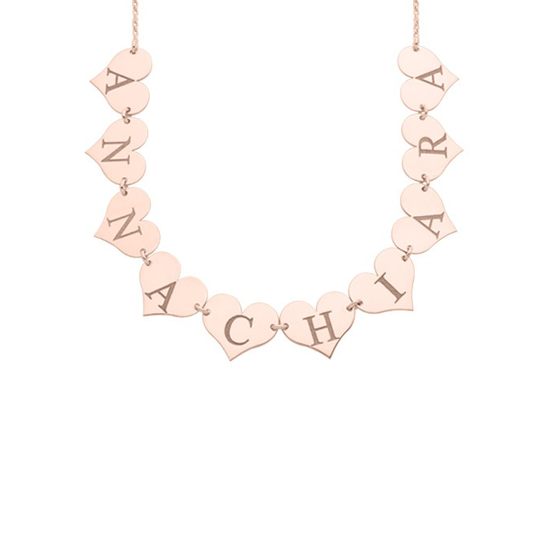 Collana nome inciso su Cuori grandi in Argento 925