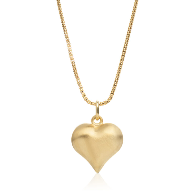 Collana cuore bombato satinato in argento 925