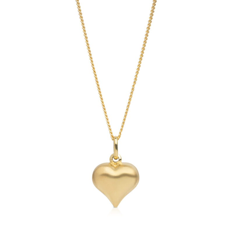 Collana cuore bombato satinato in argento 925
