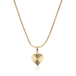 Collana cuore rigato diamantato in argento 925
