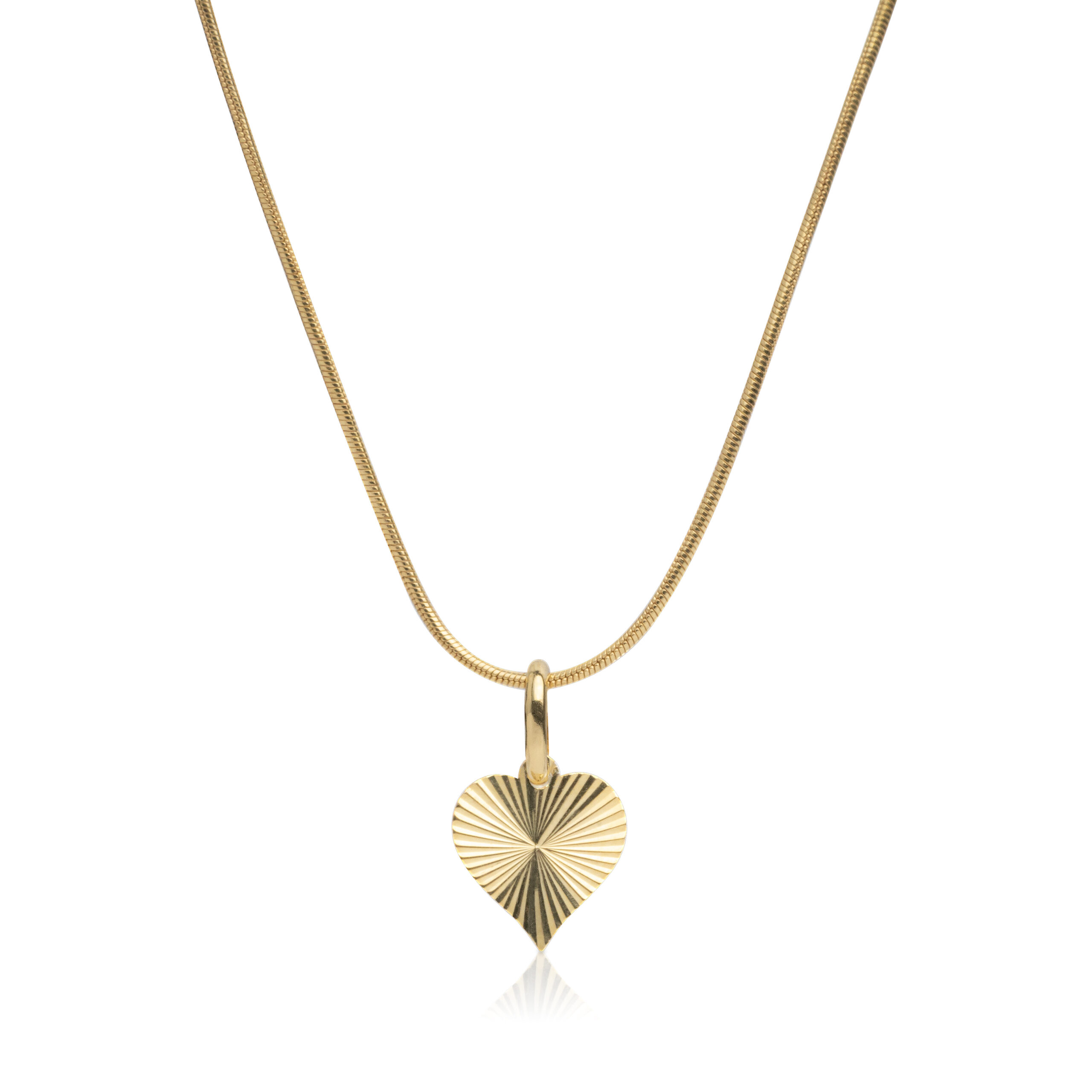 Collana cuore rigato diamantato in argento 925
