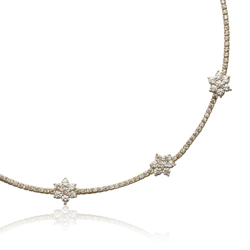 Collana tennis in argento 925 con fiori