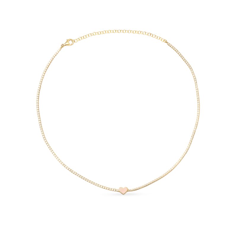 Collana tennis con cuore colorato in argento 925