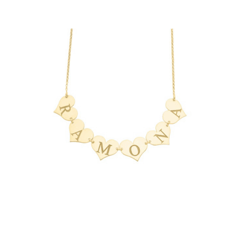 Collana nome inciso su Cuori piccoli in Argento 925