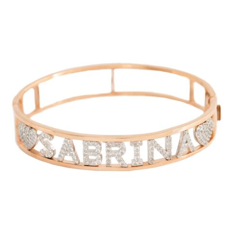 Bracciale con Nome Personalizzato Zirconi e Cuori