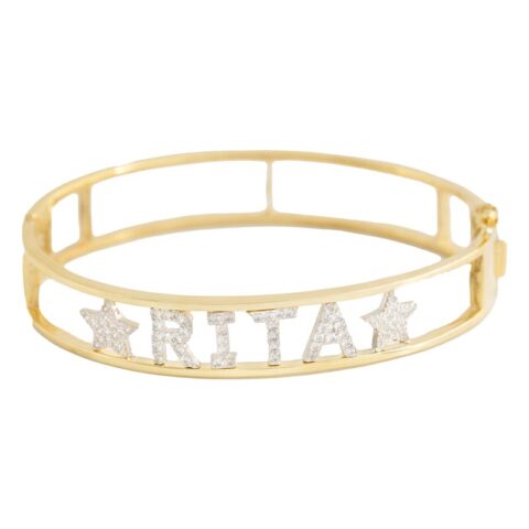 Bracciale con Nome Personalizzato Zirconi e Stelle