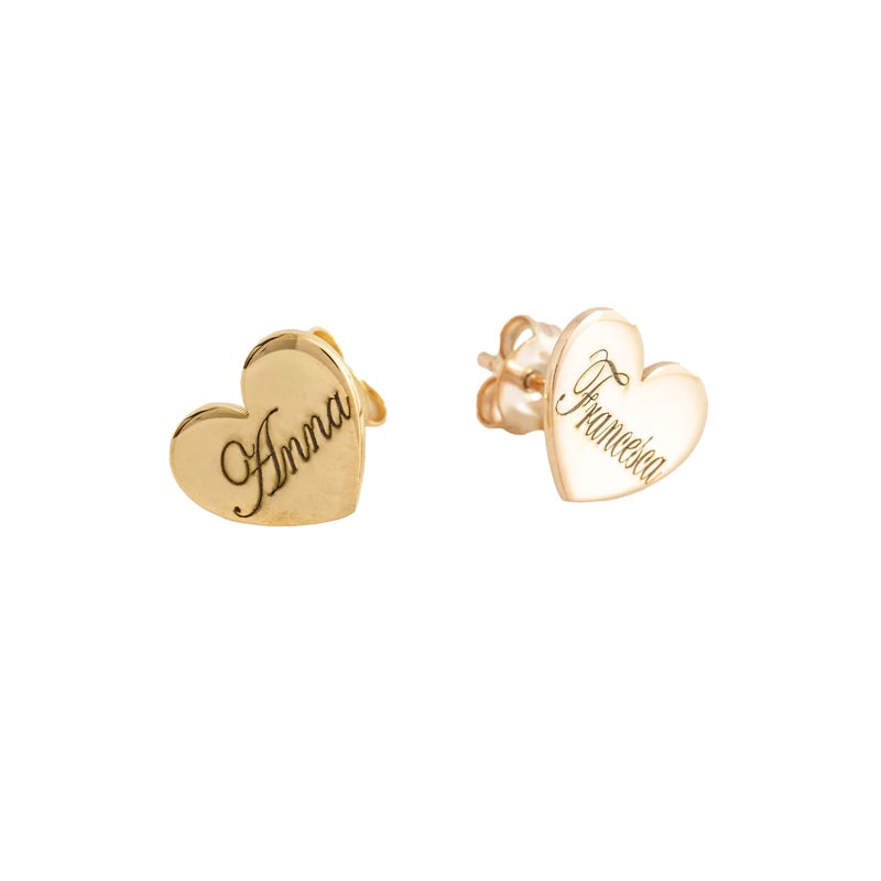Laimons Orecchini A Pressione Donna Cuore Inciso - Argento Sterling 925 Lucido 6mm